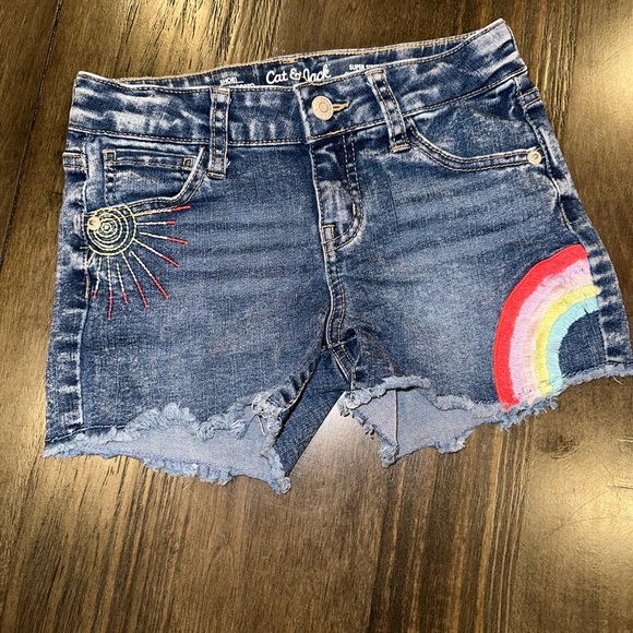 DENIM JEAN SHORTS 2 PAIRS KIDS COLORFUL FUN ADJUSTABLE WAIST - Picture 8 of 11